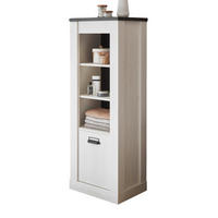 BADSCHRANK weiß Pinie, anthrazit Landhaus, Midischrank mit Soft-Close - Anthrazit/Weiß, Holzwerkstoff/Metall (51/146/38cm) - Furn.Design