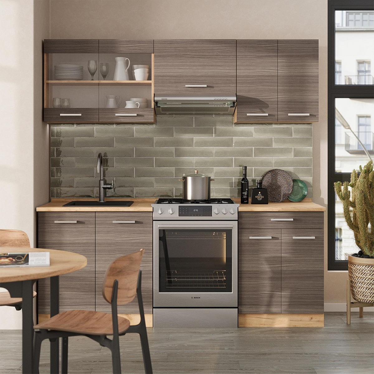 Honigeiche/Grau, Holzwerkstoff (200/81.6/60cm) - Vicco