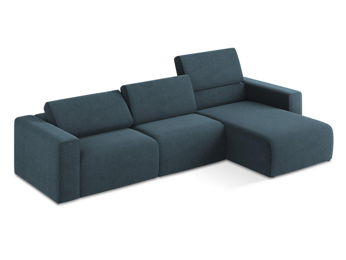 ECKSOFA Links Strukturstoff Stoff Blau - Blau/Pink, Kunststoff/Textil (314/167cm) - Makamii