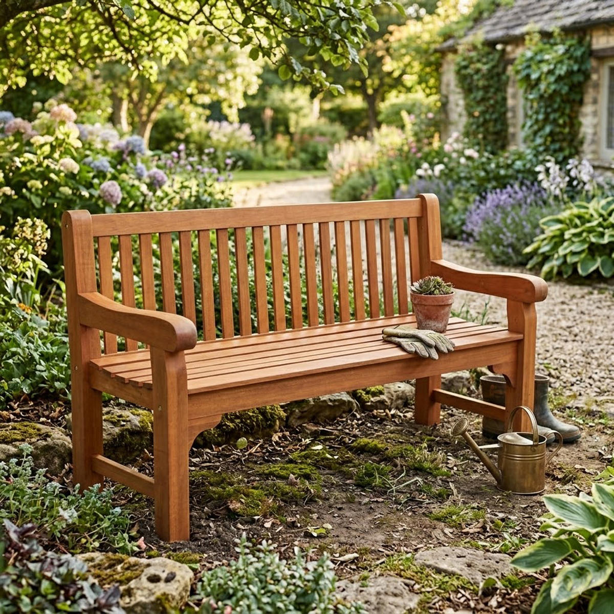 PARKBANK Edingburgh - Gartenbank 3-sitzer, aus Eukalyptusholz, geölt. Bank im Kolonial-Antik Stil - Braun, Holz (162/90/69cm) - TPFGarden