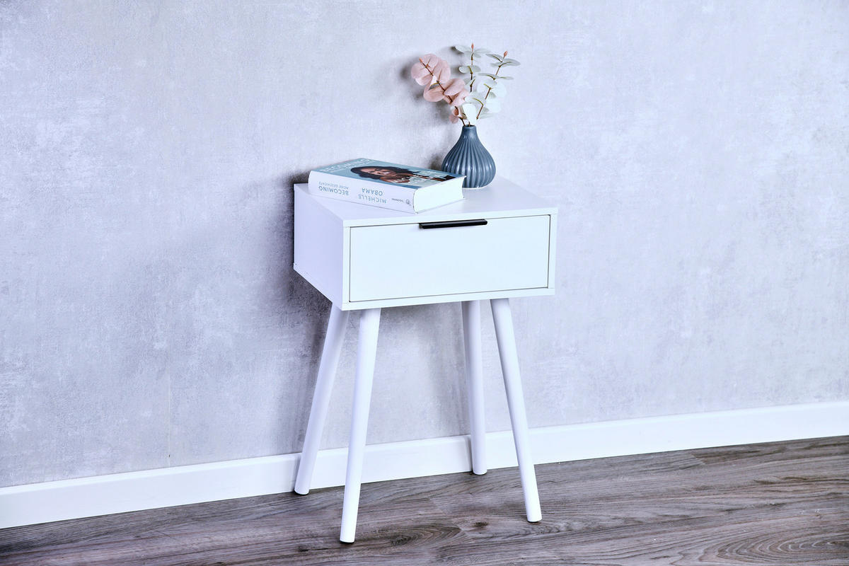 NACHTTISCH mit Schublade 40/30/59 cm - Weiß, Holzwerkstoff (30/59/40cm) - Kesper
