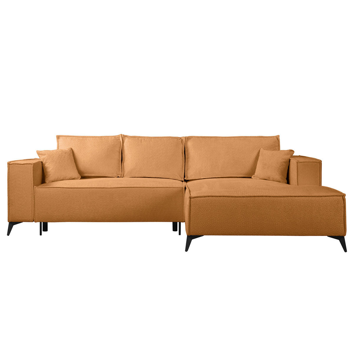 ECKSOFA mit Schlaffunktion - Beige/Schwarz, Textil (294/185cm) - home24