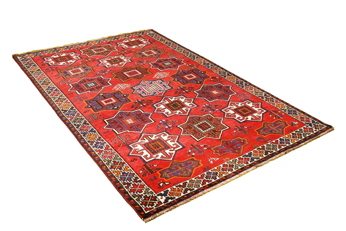 TEPPICH Gashgai Rot 242/157 cm Schurwolle - Rot, Textil (157/242cm) - Looma