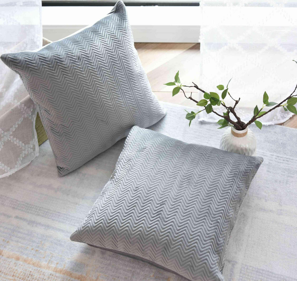 DEKOKISSEN Greta 45x45 cm Grau - Grau, Textil (45/45cm)