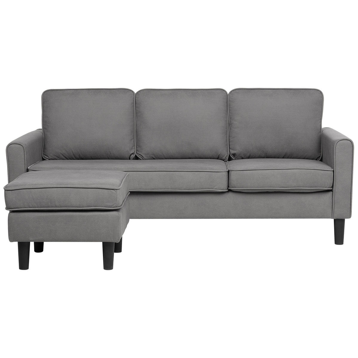 3-SITZER-SOFA mit Ottomane Polsterbezug Grau Avesta - Hellgrau, Textil (186/85/74cm) - Beliani