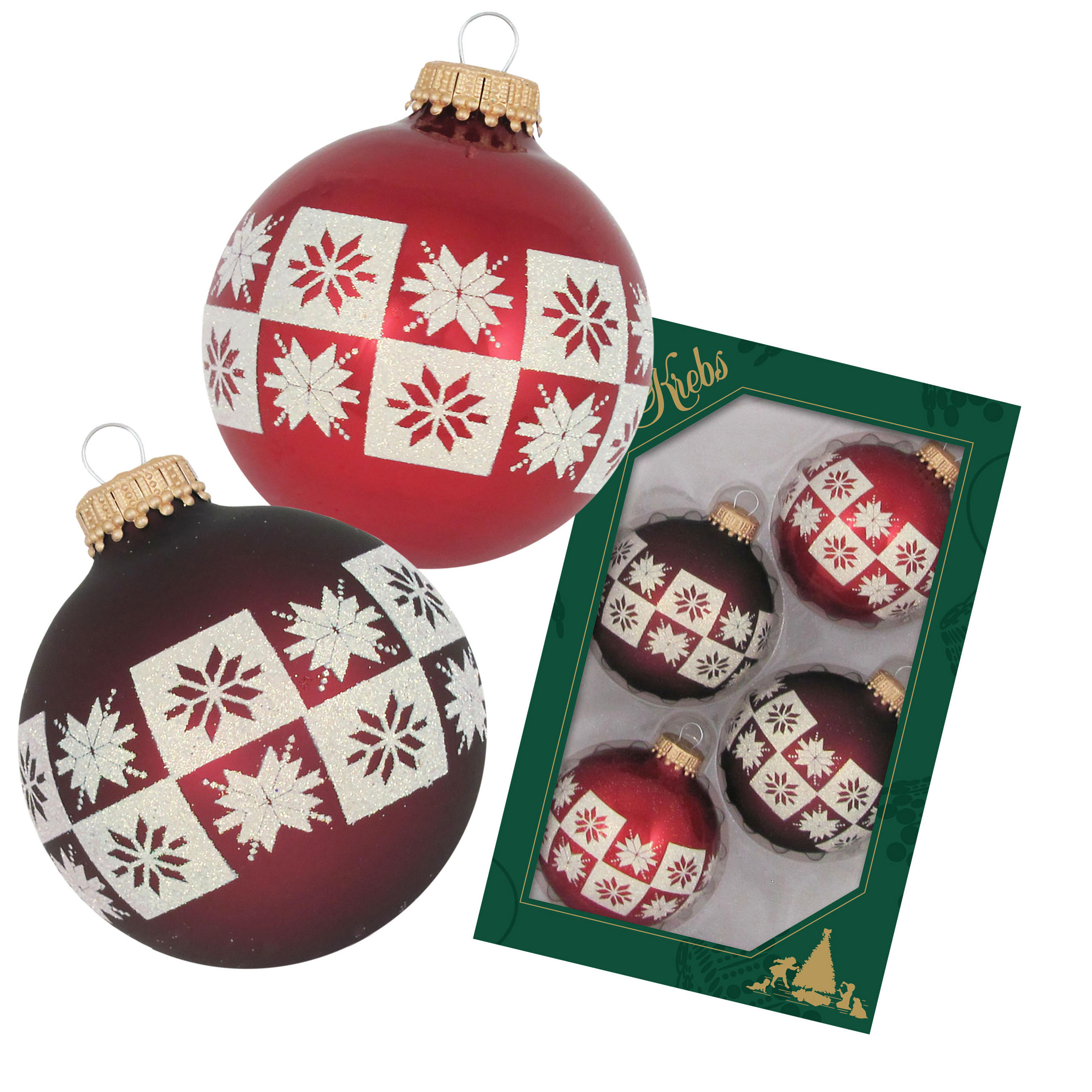 CHRISTBAUMKUGELN Blüten-Design Braun 7cm (Glas / 4 Stk.) - Braun, Glas (6/7/6cm) - Krebs Glas Lauscha
