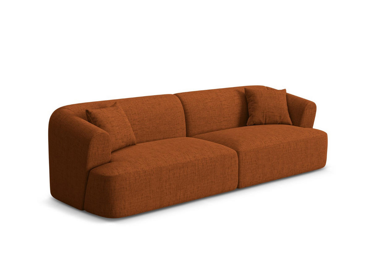 MODULARES-SOFA Campi aus strukturiertem Stoff ziegelrot 4 Sitzplätze - Orange, Textil (90/70/255cm) - Cosmopolitan Design