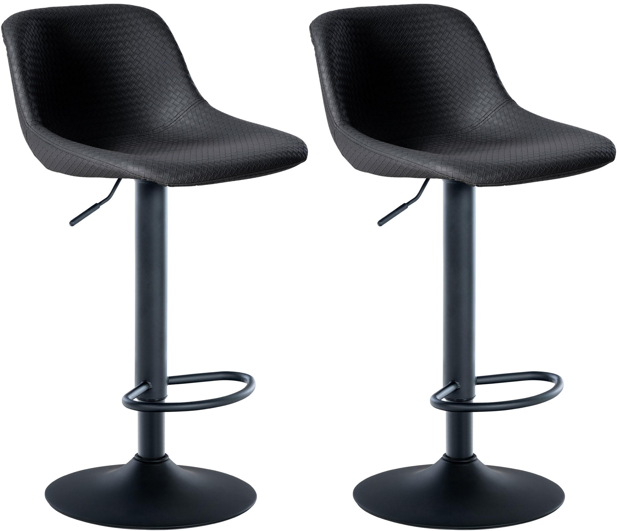 BARHOCKER 2er Set Lederlook schwarz - Schwarz, Textil/Metall (43/79/49cm) - CLP