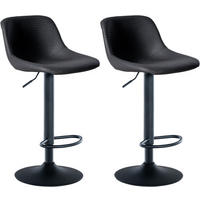 BARHOCKER 2er Set Lederlook schwarz - Schwarz, Textil/Metall (43/79/49cm) - CLP