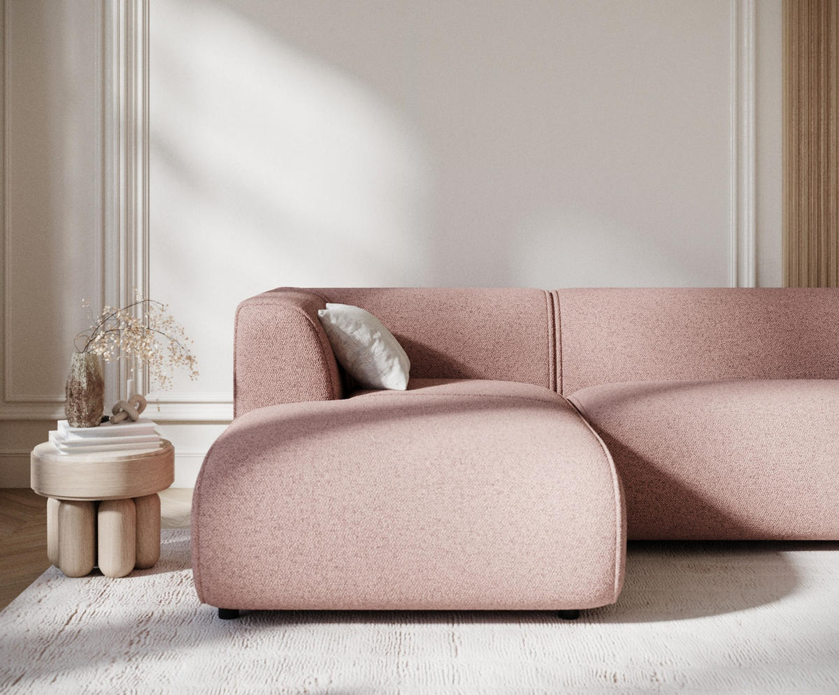ECKSOFA Melani Rosa Webstoff - Pink/Schwarz, Holz/Holzwerkstoff (253/153cm) - Maison de Reve