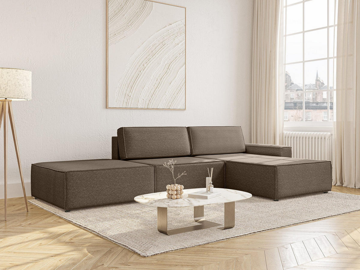 ECKSOFA Lummo Re mit Schlaffunktion, Braun - Braun, Textil (323/185cm) - Fedve