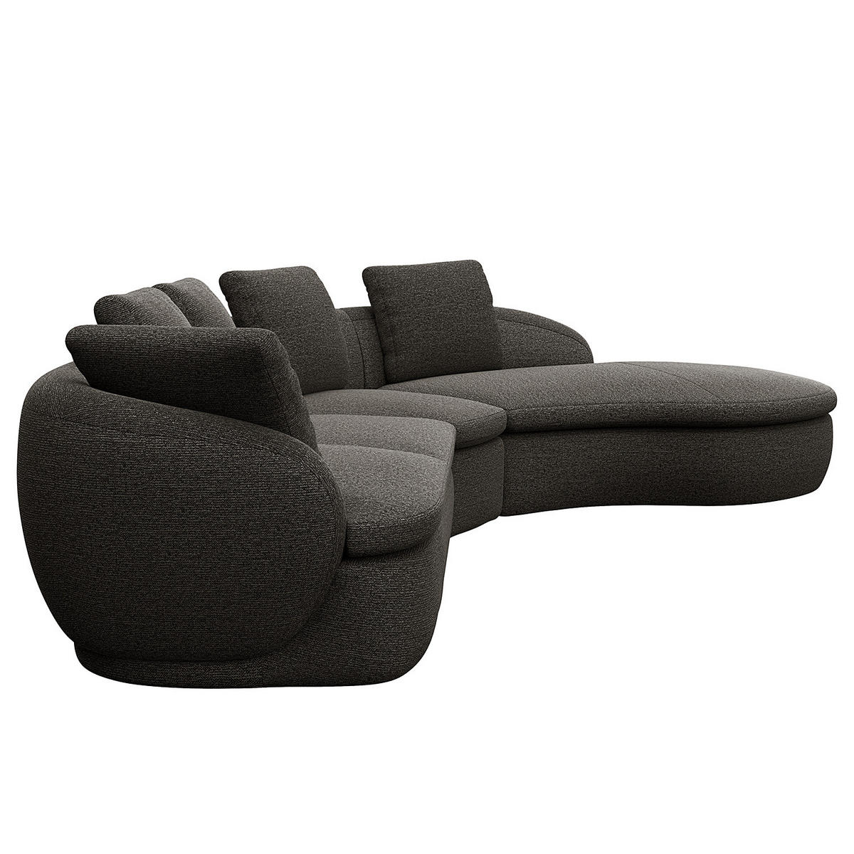 ECKSOFA mit Rundecke - Anthrazit/Schwarz, Kunststoff/Textil (340/225cm) - home24