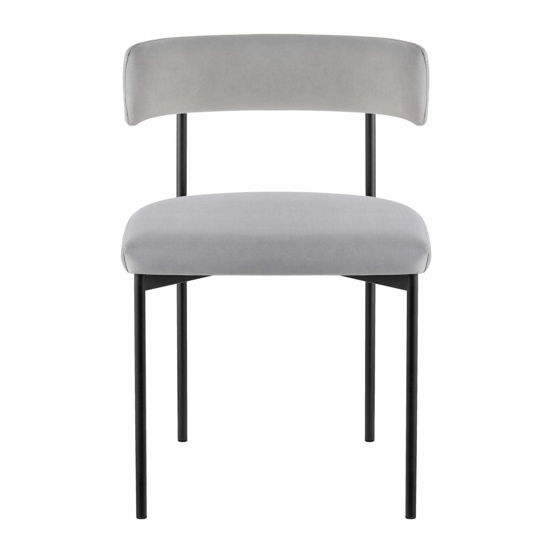POLSTERSTUHL Loanny Samt Grau - Schwarz/Grau, Textil/Metall (54/53/78cm) - Selsey