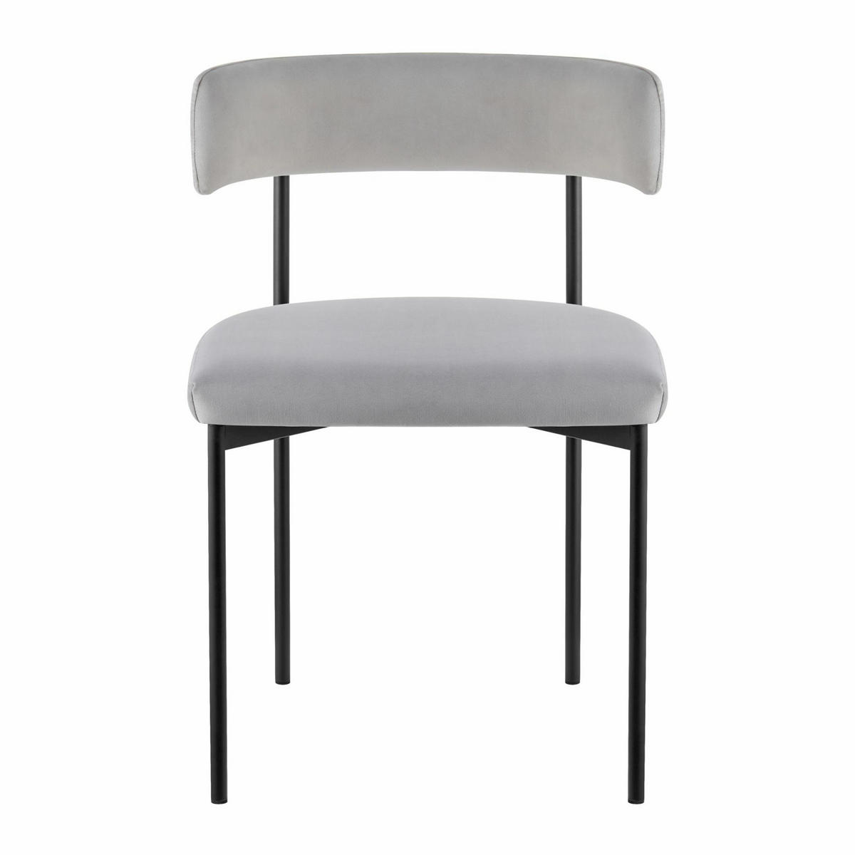POLSTERSTUHL Loanny Samt Grau - Schwarz/Grau, Textil/Metall (54/53/78cm) - Selsey