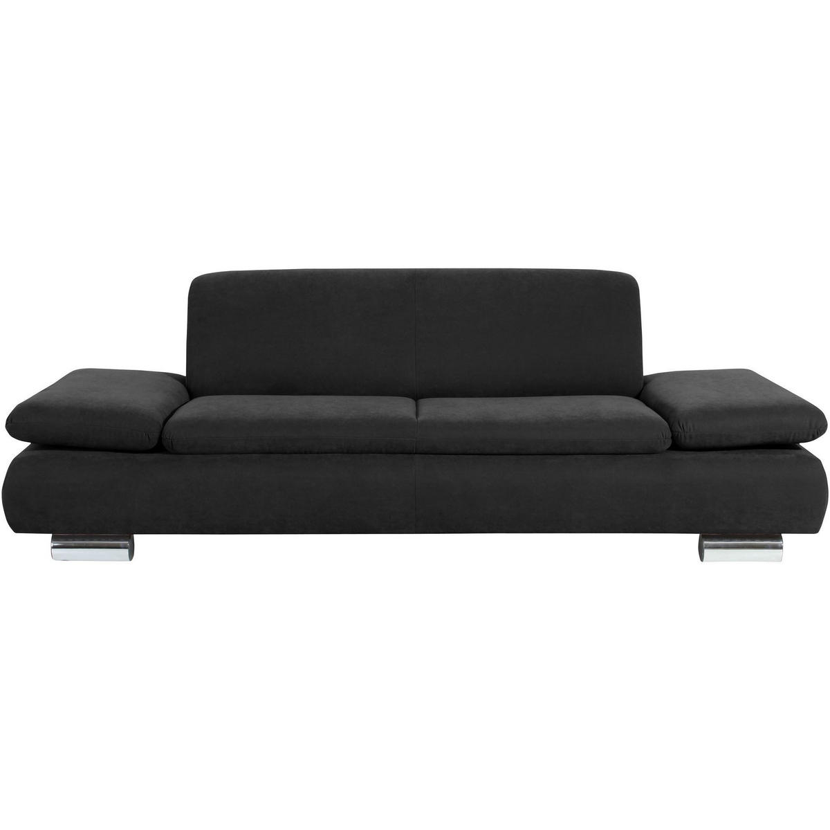 SOFA 2,5-Sitzer Kaye Bezug Veloursstoff Metallfuß verchromt / schwarz - Schwarz, Kunststoff (221/76/90cm) - 58aufmkessel