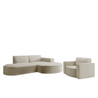 SOFASET Palma Ecksofa Sessel Ascot - Champagner, Holzwerkstoff/Textil (236/78/165cm) - Fun Möbel