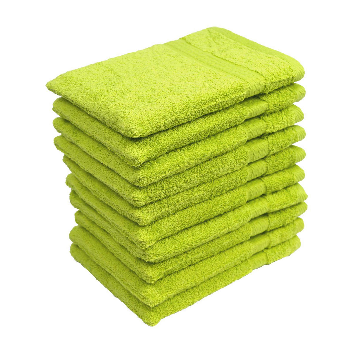 WASCHLAPPEN 16x21 cm aus 100% Baumwolle 500g/m2, 10er Set Waschhandschuhe Grün - Grün, Textil (16/21cm) - Carpe Sonno