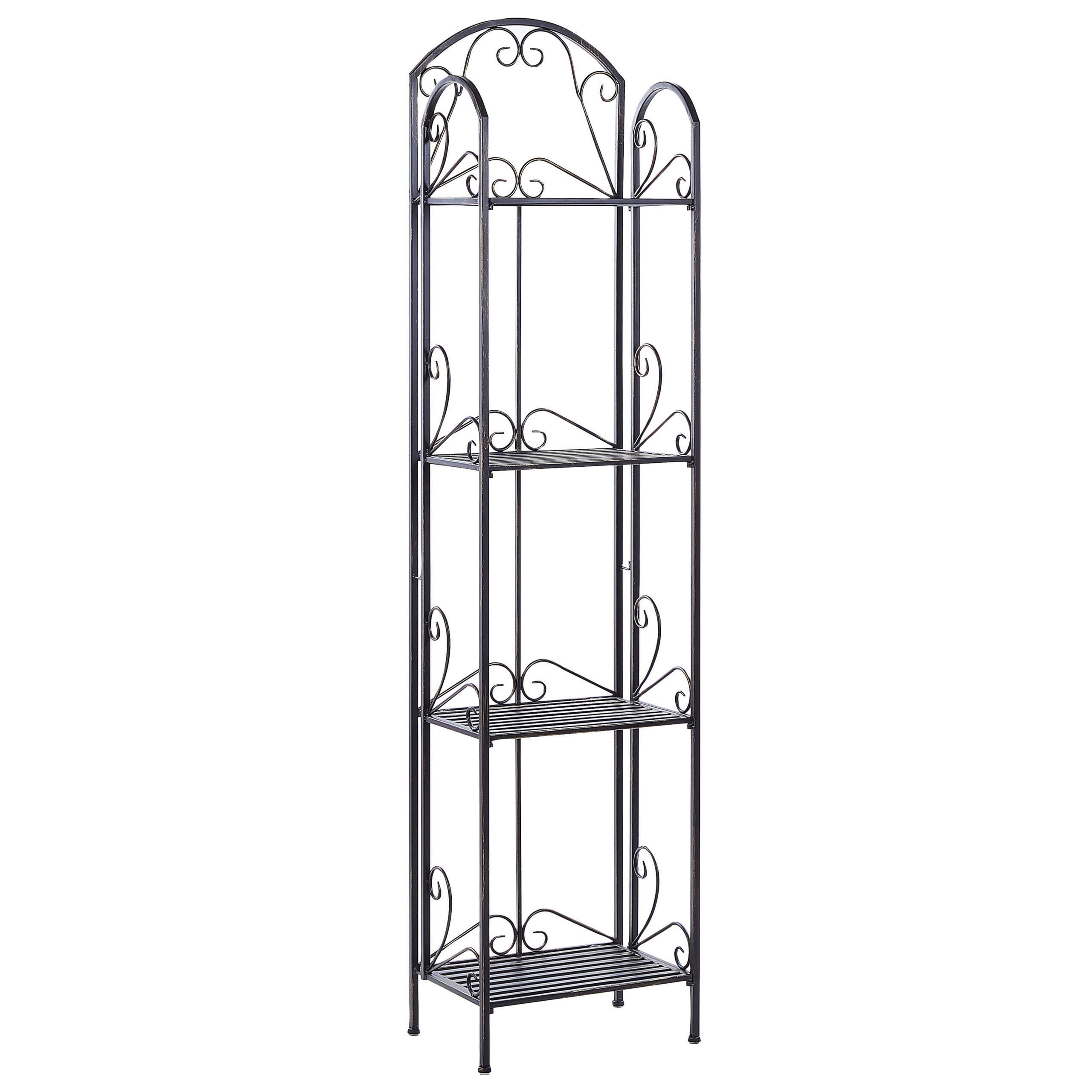 BADREGAL Metall Antik Optik schwarz 4 Fächer klappbar Valdivia - Schwarz, Metall (40/166/27cm) - Beliani