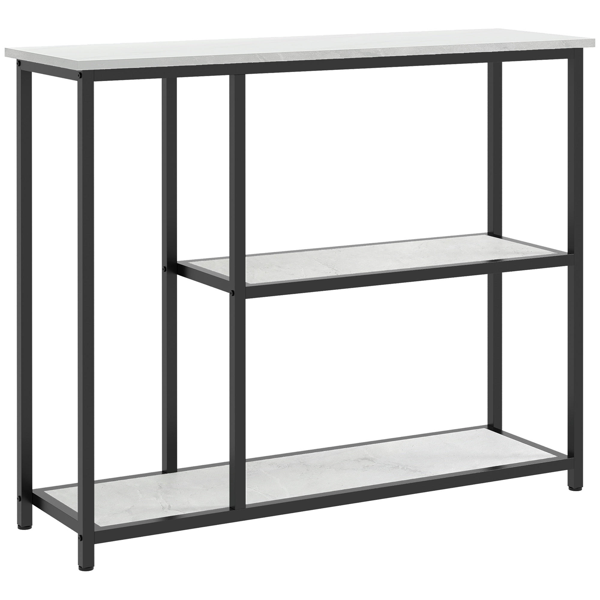 KONSOLENTISCH 2 Regale, 100L x 30B x 80H cm - Weiß, Holzwerkstoff/Metall (100/30/80cm) - HOMCOM