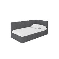 EINZELBETT Jugendbett mit Bettkasten Links, ohne Matratze - LIVY 90x200 Dunkelgrau - Graphitfarben, Holzwerkstoff/Textil (90/200cm) - ALTDECOR