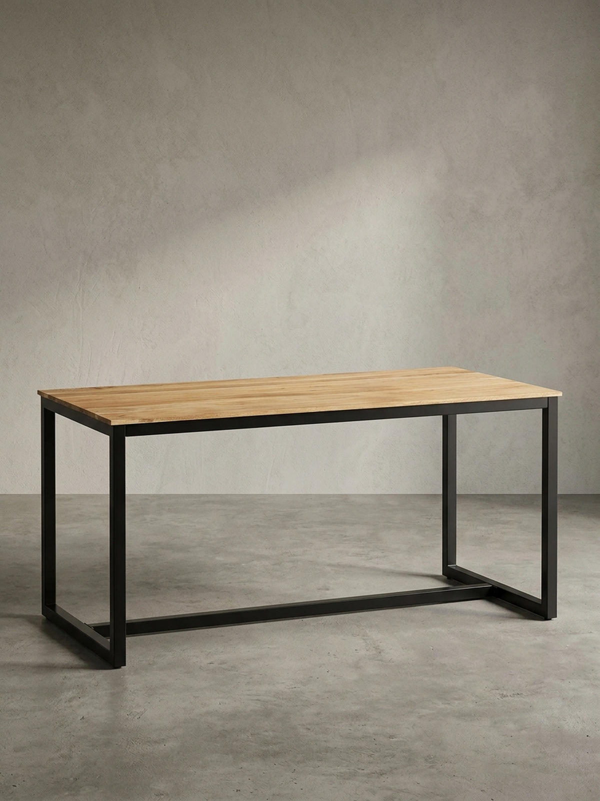 ESSTISCH Massivholz Metall Rechteckig Loft-Stil, Akazie 160x80x76 cm - Schwarz/Akaziefarben, Holz/Metall (80/160/76cm) - KADIMA DESIGN