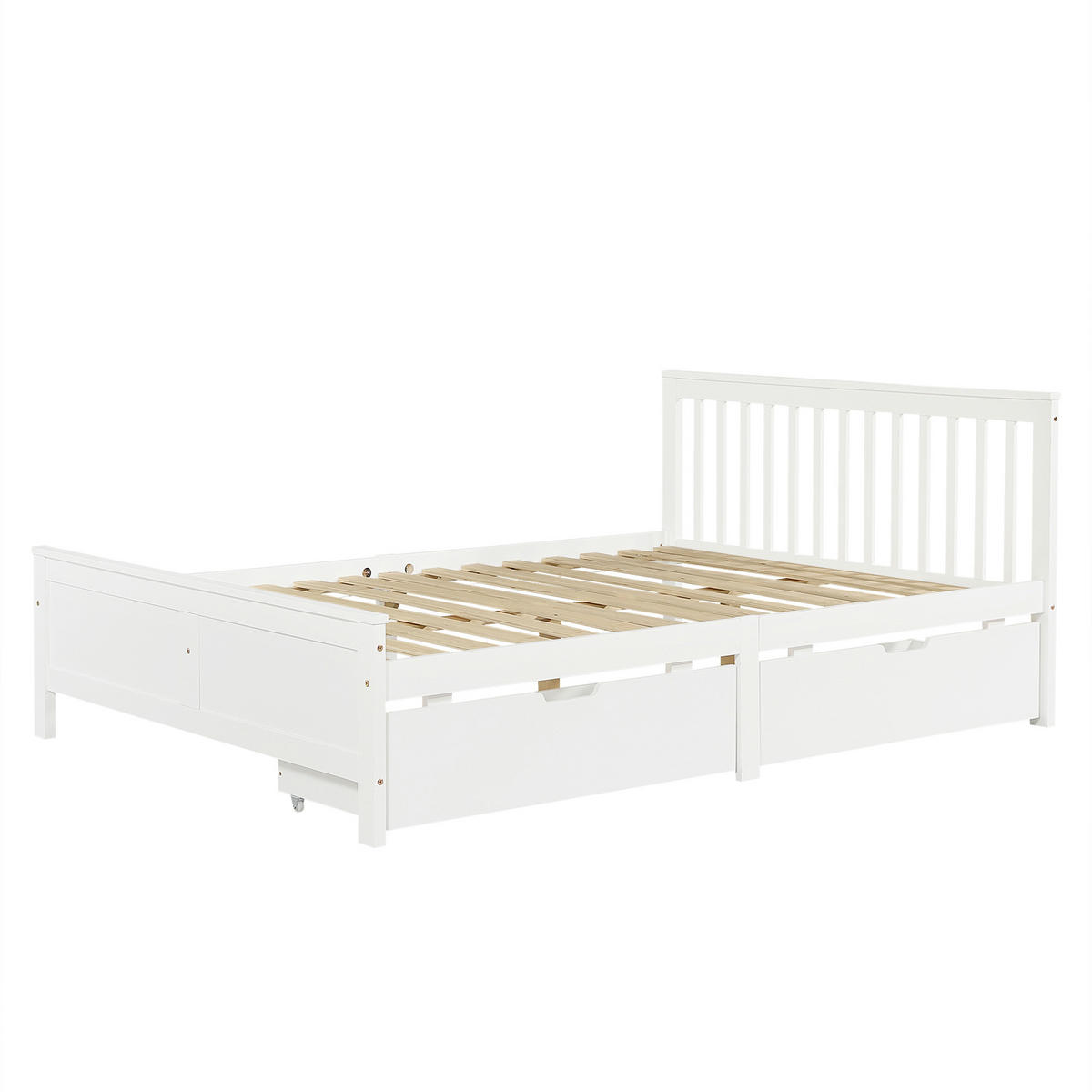 BETT 140/200 cm in Weiß mit 2 Schubladen - Weiß, Holz/Holzwerkstoff (140/200cm) - CHICFURN