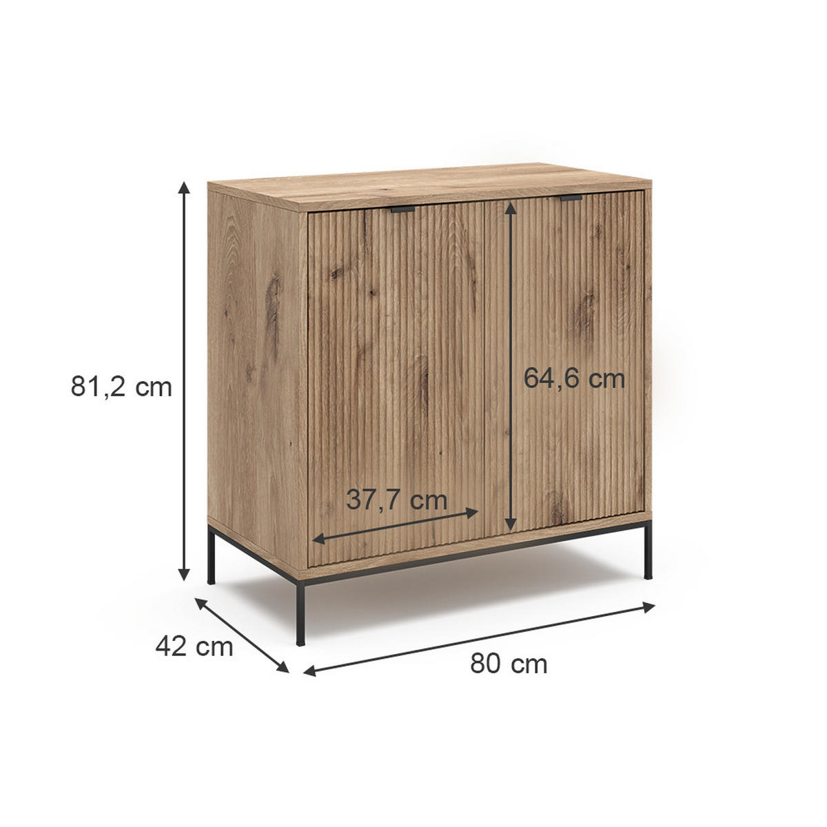 KOMMODE Eliza Viking Oak 80 x 81.2 cm mit 2 Türen - Eiche Wotan, Holzwerkstoff (42/81.2/80cm) - Vicco