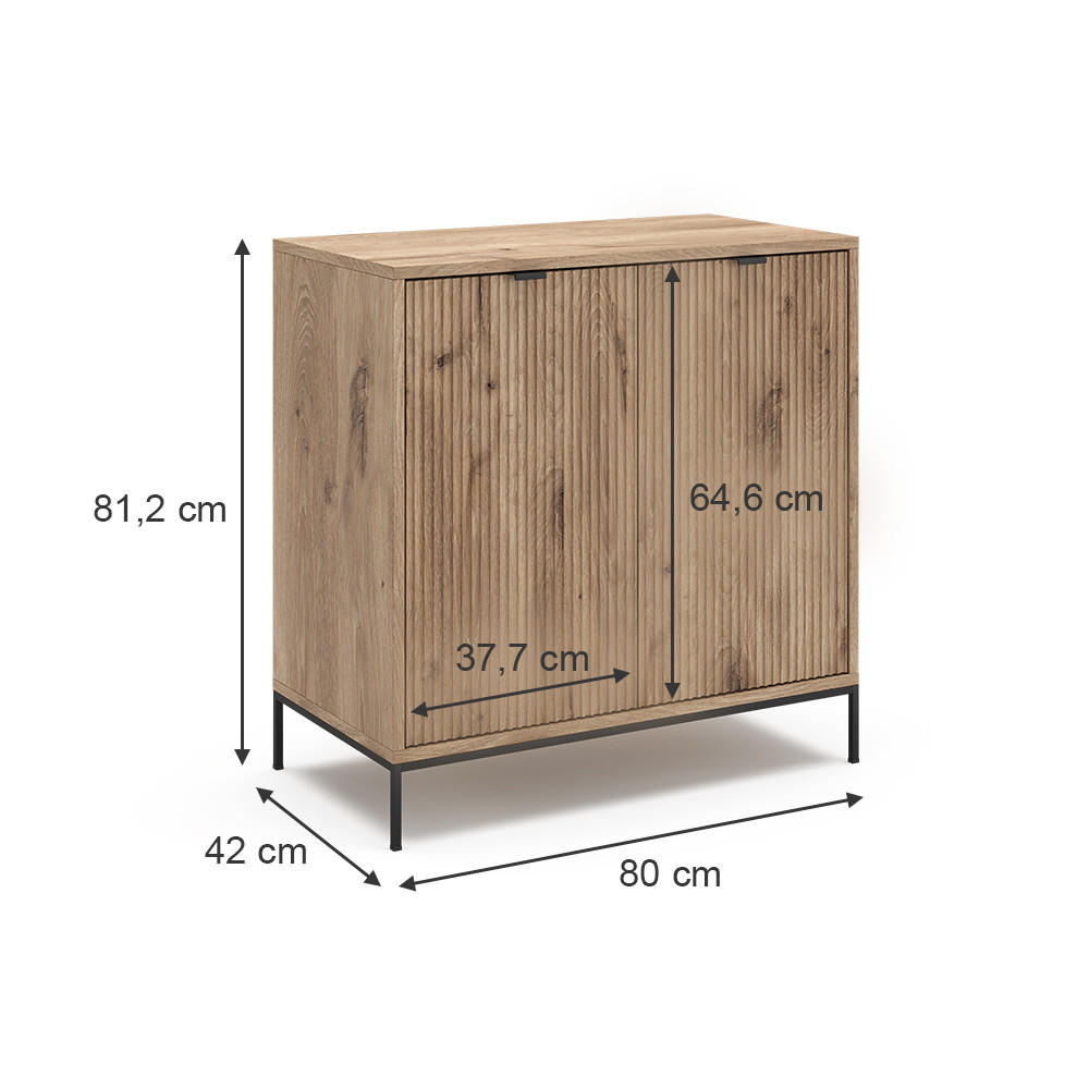 Thumbnail - Vicco Kommode, Eiche, Eiche, Holzwerkstoff, 3 Fächer, Rechteckig, 42x81.2x80 cm, Wohnzimmer, Kommoden & Sideboards, Komm...