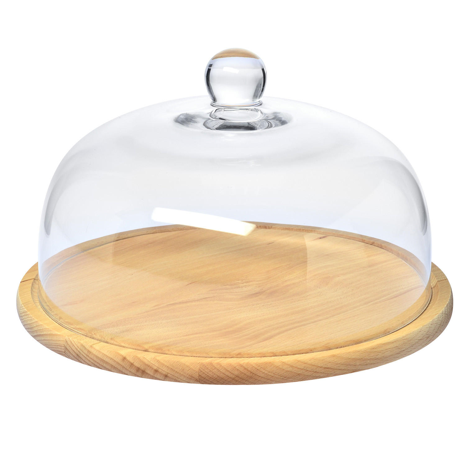 GLASGLOCKE MIT HOLZBRETT - Transparent, Glas (28.5/18/28.5cm) - Krosno Glass