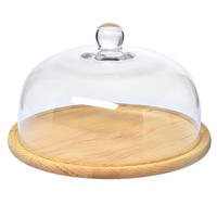 GLASGLOCKE MIT HOLZBRETT - Transparent, Glas (28.5/18/28.5cm) - Krosno Glass