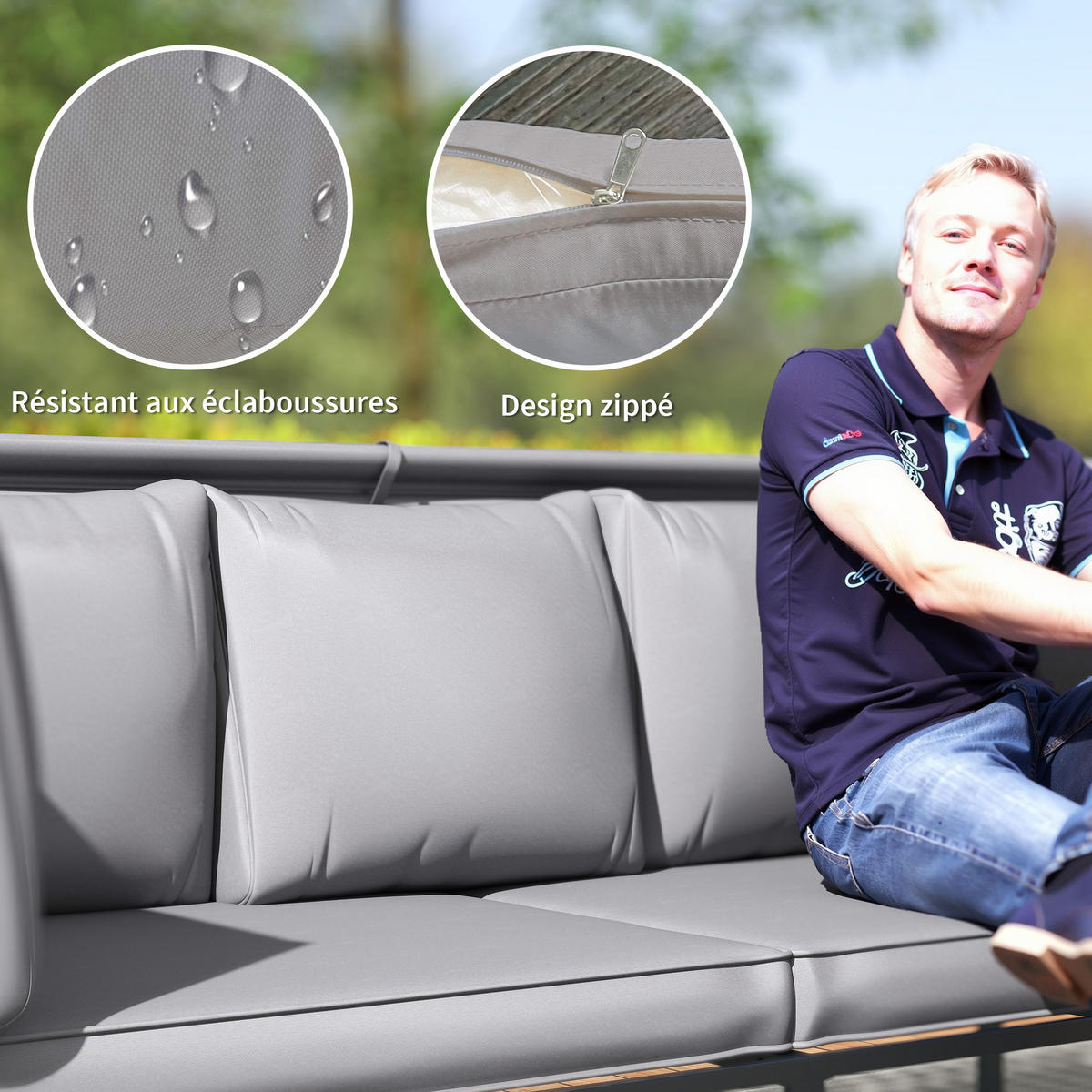 GARTENLOUNGE-SET 4-teilig DE-13429 Grau - Grau, Textil - ComfortXL