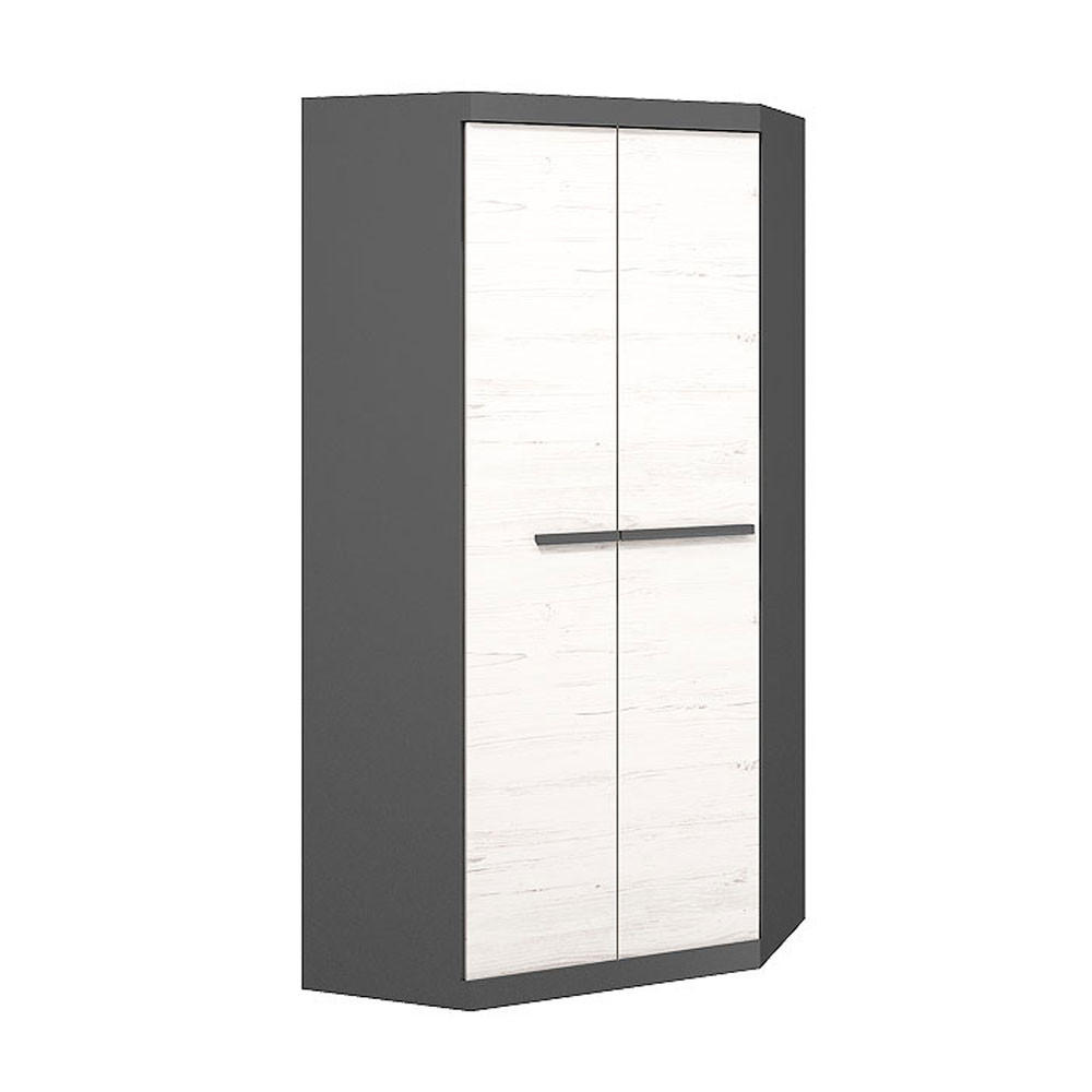 ECKSCHRANK Trend graphit / Andersen Kiefer 93 / 93 / 194cm - Graphitfarben/Kieferfarben, Holz/Holzwerkstoff (93/194/93cm) - Feldmann-Wohnen