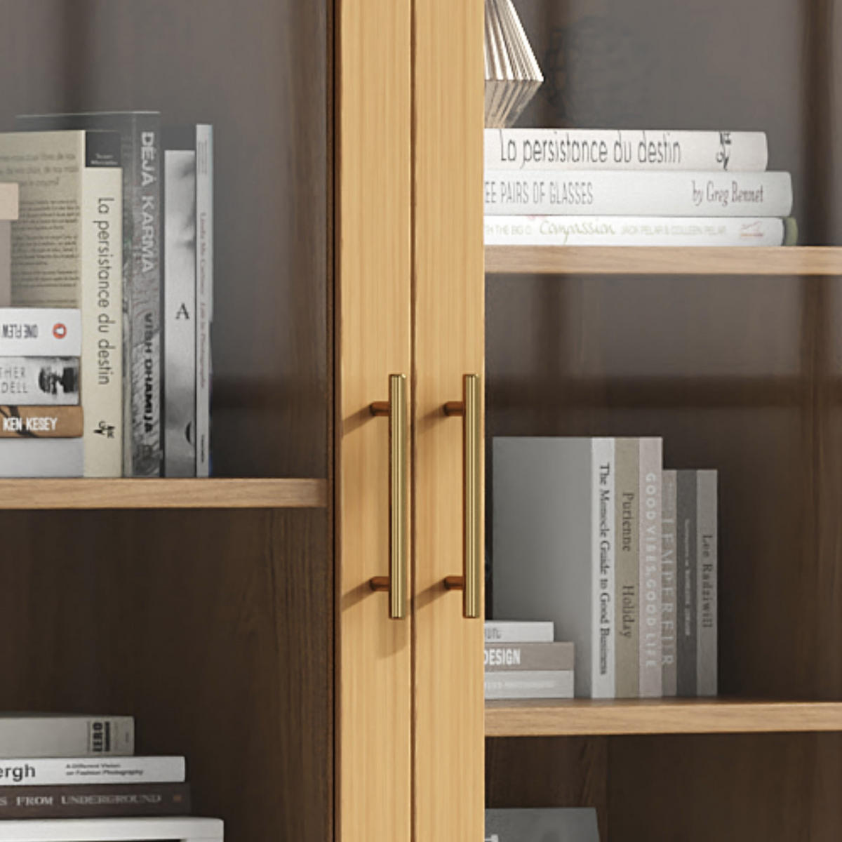 GLASVITRINE 80x40x160cm Holzfarbe Büroregal Push-To-Open-Schubladen - Naturfarben, Holz (40/160/80cm) - FLIEKS