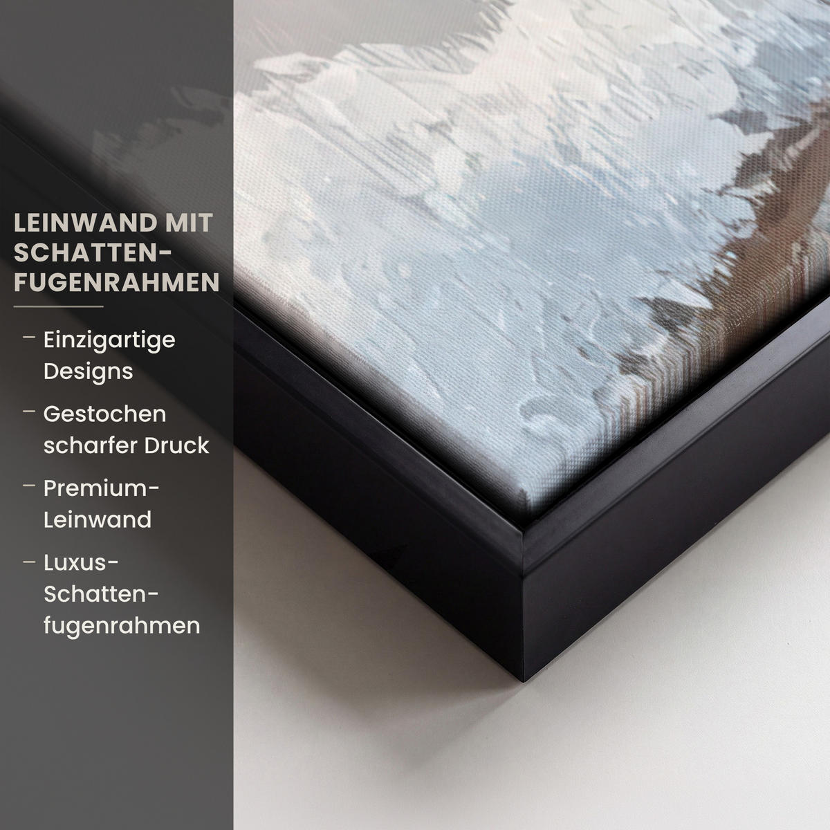 LEINWAND Bilder mit Rahmen - Vögel - Zweig - Winter - Schnee - 100x70 - Pastellblau, Textil (100/70cm) - MuchoWow