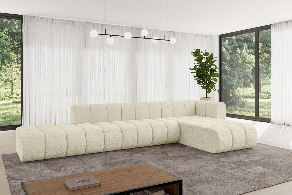 ECKSOFA modulares Sofa Zuvon-L2 - 387x177x70 cm Beige - Beige, Holzwerkstoff/Textil (387/177cm) - ALTDECOR