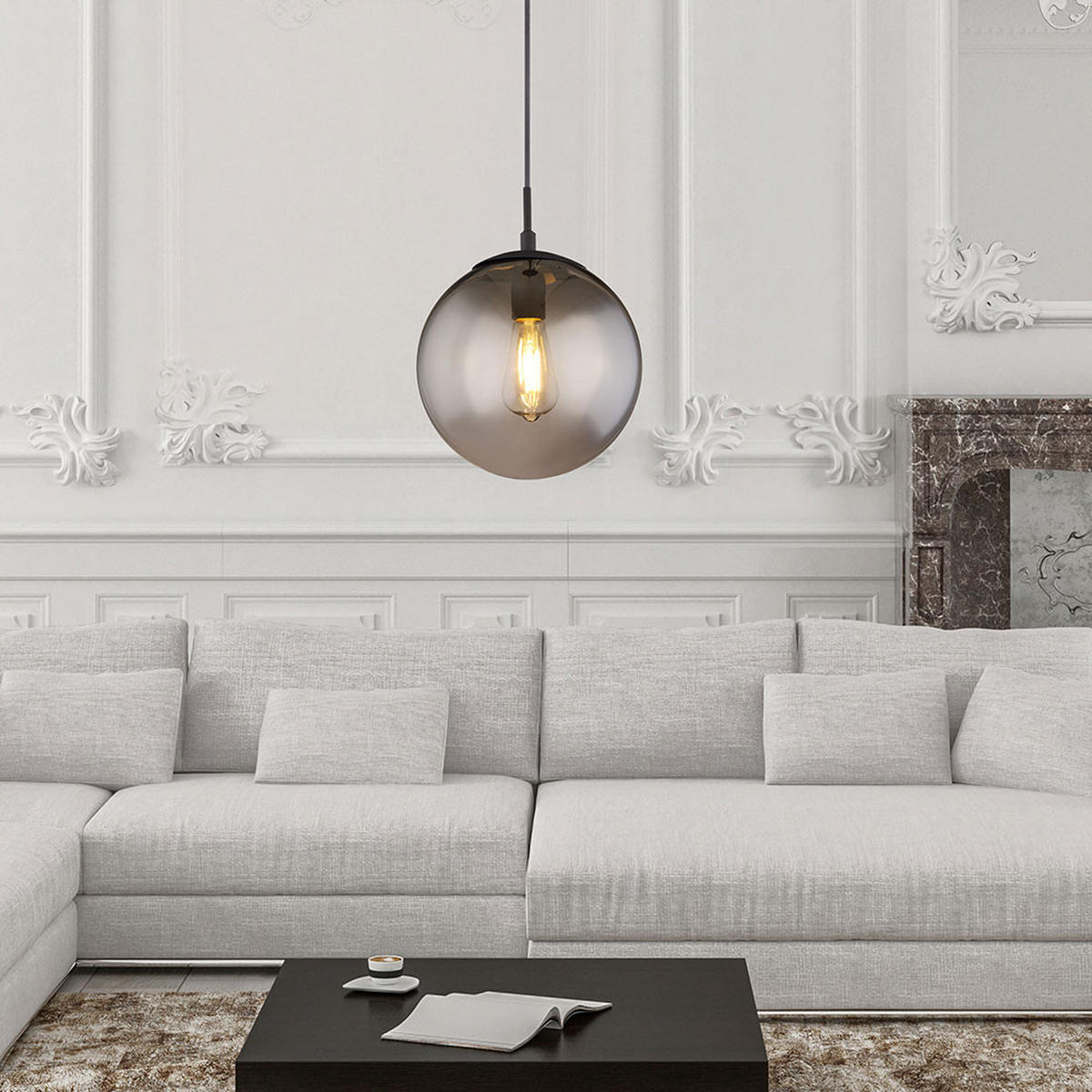 LED HÄNGELEUCHTE Glas Grau Rauchfarben - Grau, Glas (25/25/120cm) - Globo Lighting