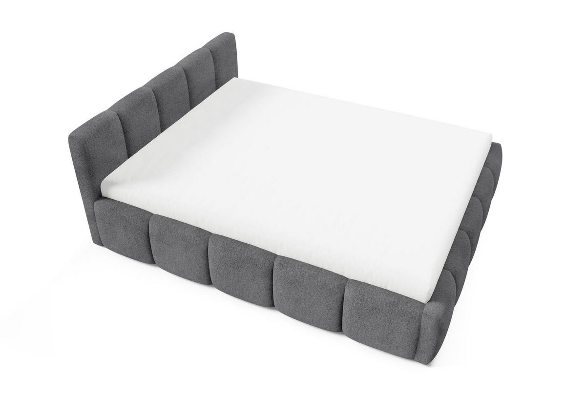 POLSTERBETT QUATTRO, 180x200 cm, Doppelbett mit Bettkasten, Boucle Stoff, Frabe: Dunkelgrau - Dunkelgrau, Holz/Kunststoff (180/200cm)