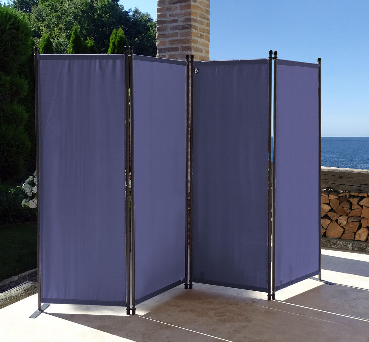 PARAVENT 4-tlg. 220x165 cm Blau - Blau, Metall (220/165cm) - QUICK STAR
