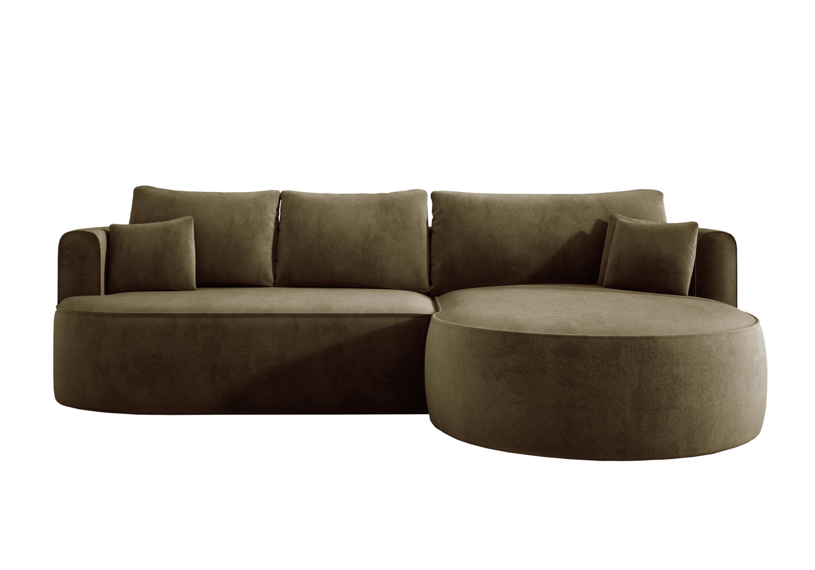 ECKSOFA FIORE L-förm Moderne Ausziehbare Schlaf-Funktion, automatischer Auffaltung, lose Rückenkissen freistehend RECHTS 284x183x82cm Green - Grün, Holz/Textil (284/183cm) - DomoHome