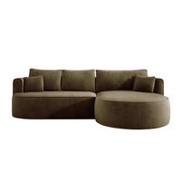 ECKSOFA FIORE L-förm Moderne Ausziehbare Schlaf-Funktion, automatischer Auffaltung, lose Rückenkissen freistehend RECHTS 284x183x82cm Green - Grün, Holz/Textil (284/183cm) - DomoHome