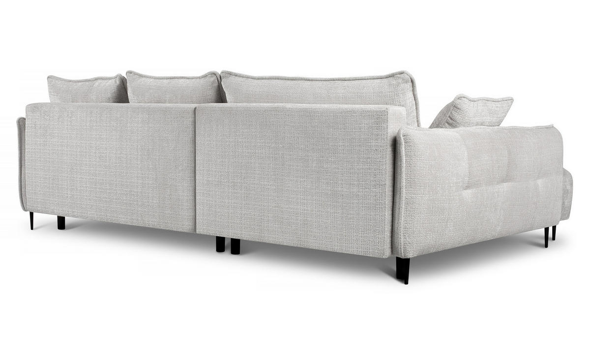 ECKSOFA Oblivio Hellgrau Chenille - Hellgrau/Schwarz, Textil/Metall (285/200cm) - Selsey