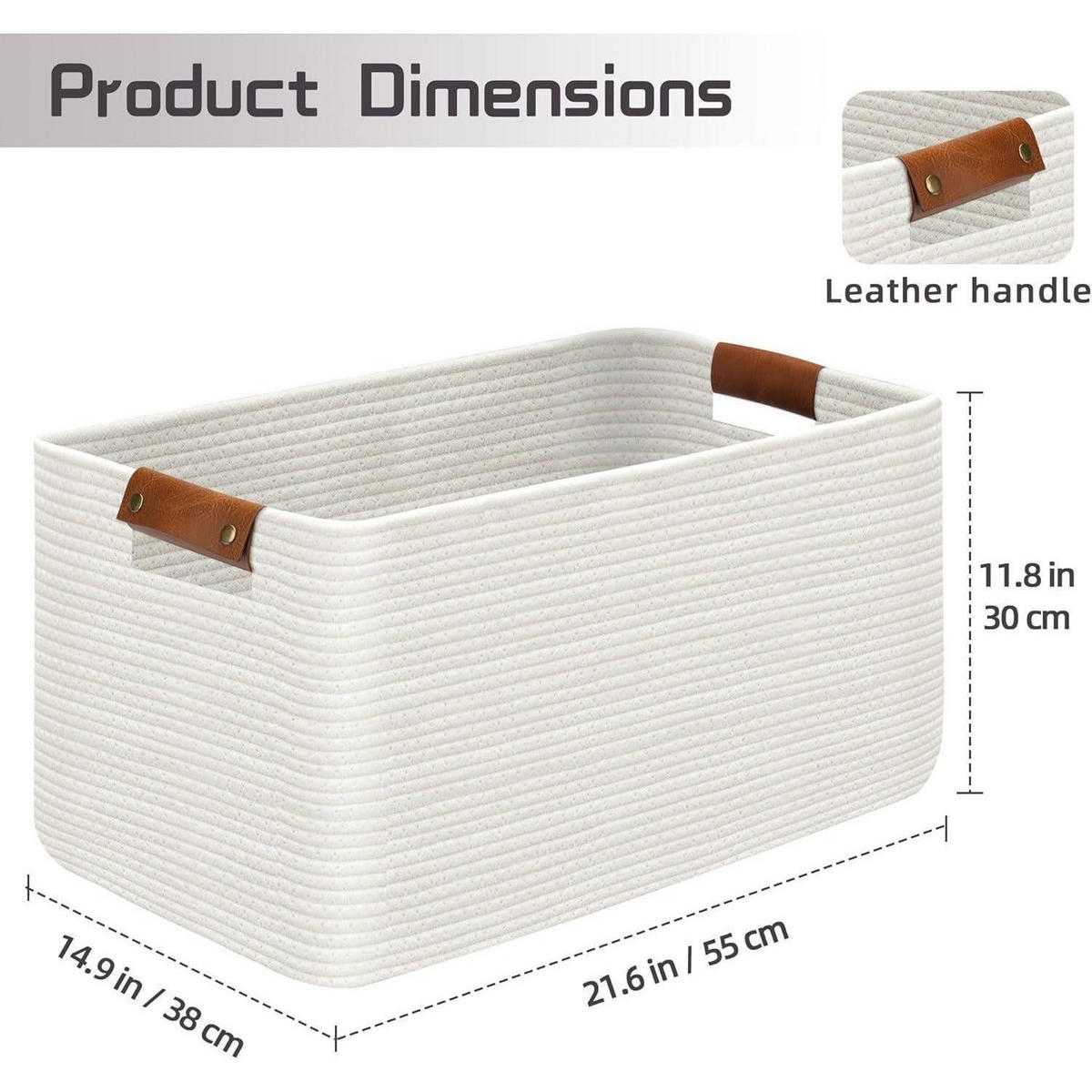 WÄSCHEKORB 55 x 38 x 30 cm Weiß - Weiß, Naturmaterialien (38/30/55cm)