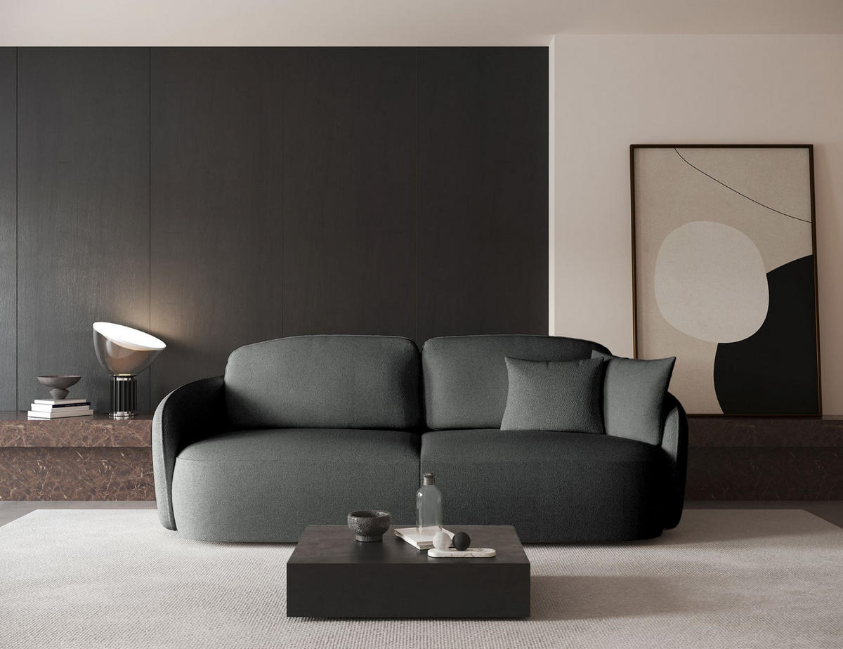 3-SITZER-SOFA Savoy Dunkelgrau mit Schlaffunktion - Dunkelgrau/Schwarz, Kunststoff/Textil (254/96/105cm) - Selsey