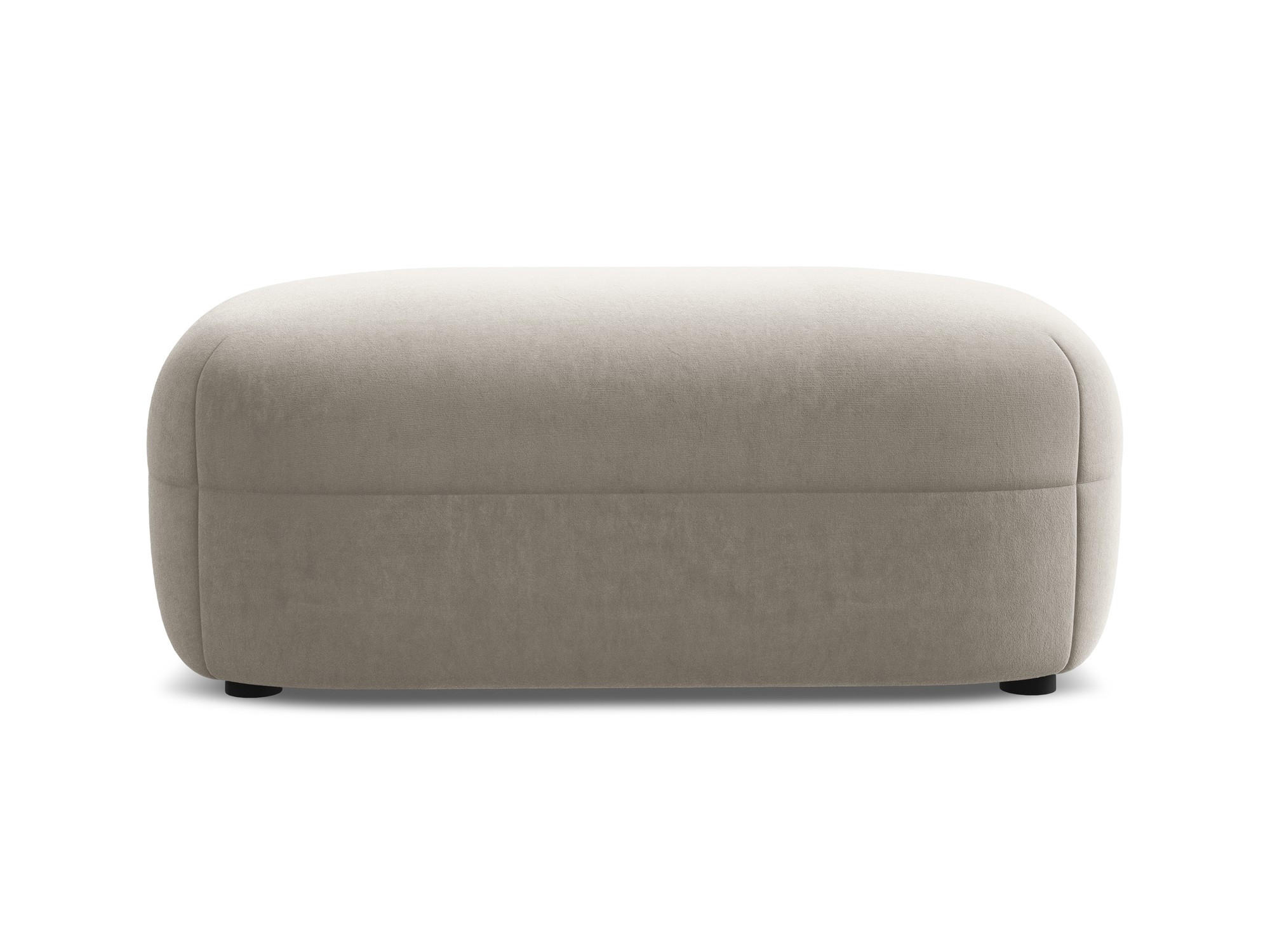 POUF Samt Stoff Grau - Taupe/Schwarz, Kunststoff/Textil (92/40/48cm) - Makamii