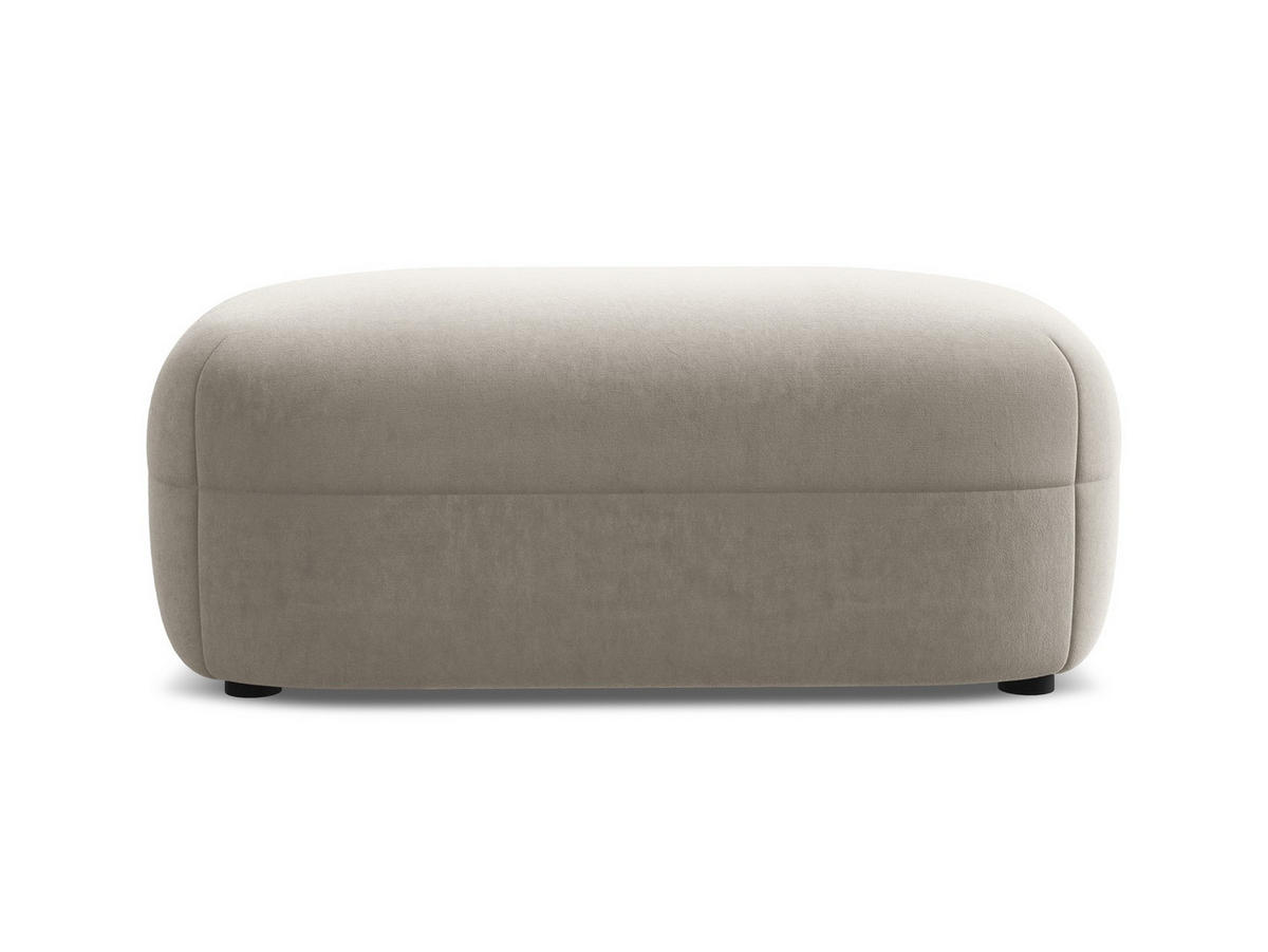 POUF Samt Stoff Grau - Taupe/Schwarz, Kunststoff/Textil (92/40/48cm) - Makamii