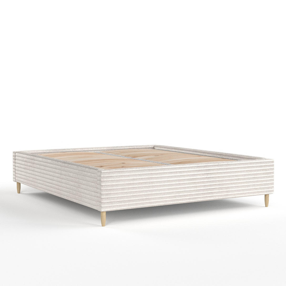 POLSTERBETT Larch Creme 160/200 cm im Samtstoff - Creme/Schwarz, Holz/Holzwerkstoff (160/200cm) - Maison de Reve