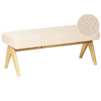 POLSTERBANK Cremeweiß/Hellbraun Tamre - Creme/Braun, Holz/Textil (118/48/46cm) - Beliani