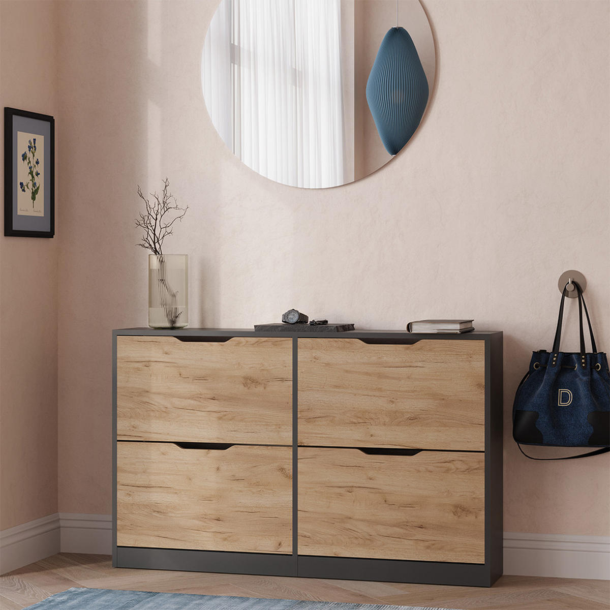 BOTNÍK NA BOTY Luca Antracit/zlatý dub - antracitová, kompozitní dřevo (116.6/72.5/22cm) - Vicco