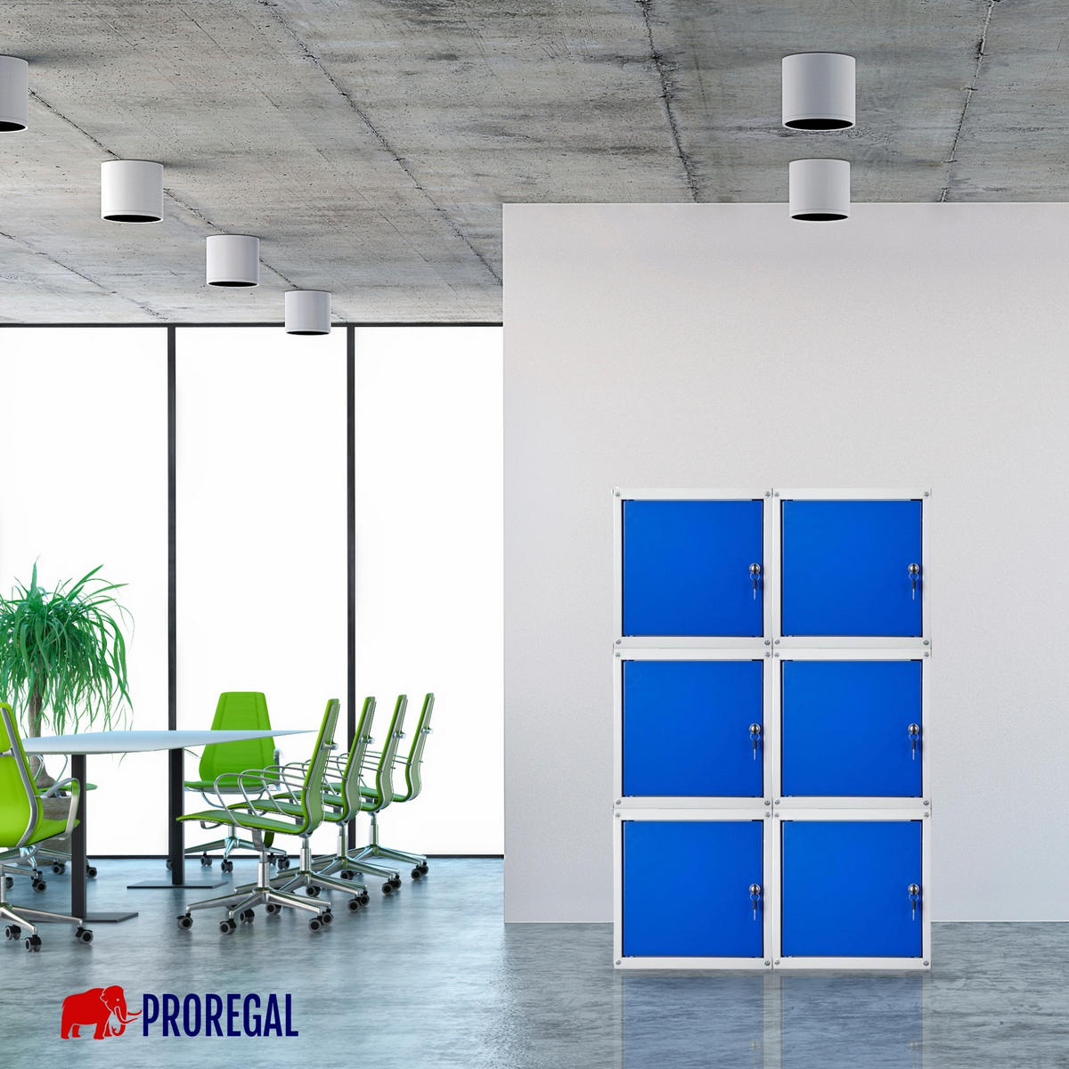 SCHLIESSFACHWÜRFEL Cubic 35x35x35 cm Grau/Blau - Blaugrau, Metall (35/35/35cm) - PROREGAL