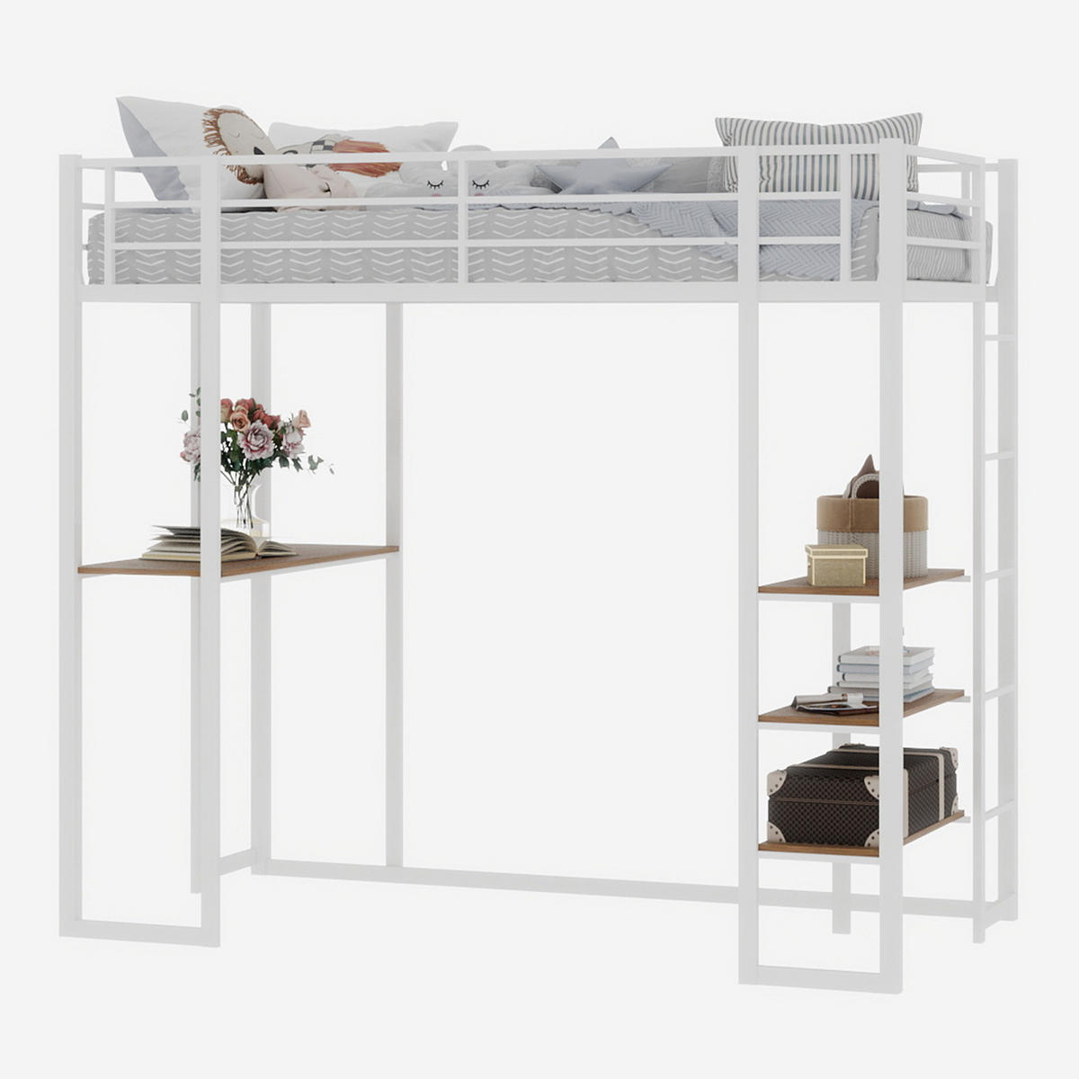 HOCHBETT Metall Schreibtisch Regal - Weiß, Metall - LEBENLANG